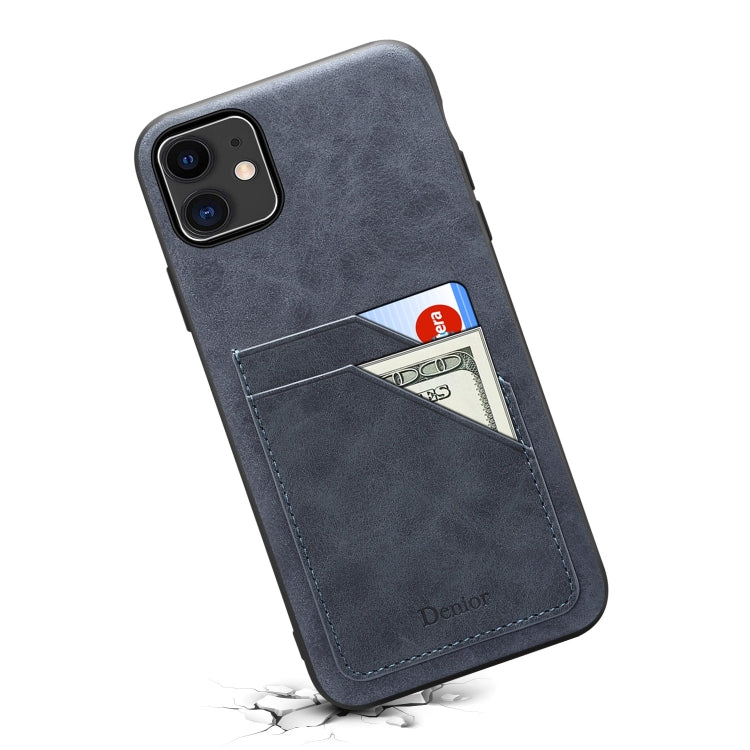 For iPhone 11 Card Slots Full Coverage PU+TPU Phone Case