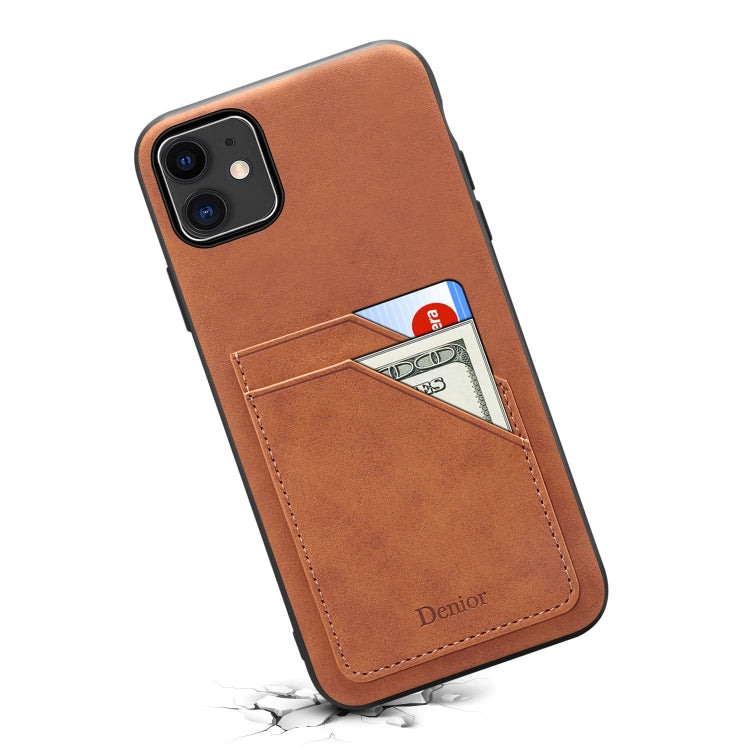 For iPhone 11 Card Slots Full Coverage PU+TPU Phone Case