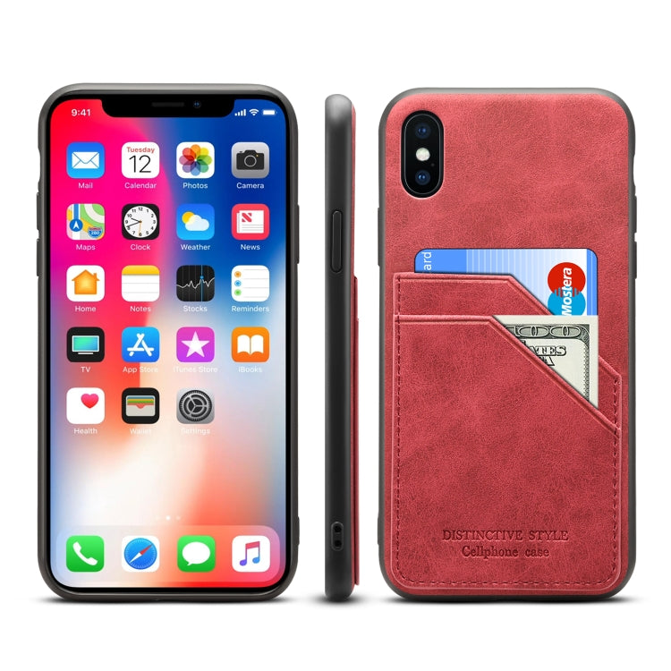 For iPhone X / XS Card Slots Full Coverage PU+TPU Phone Case