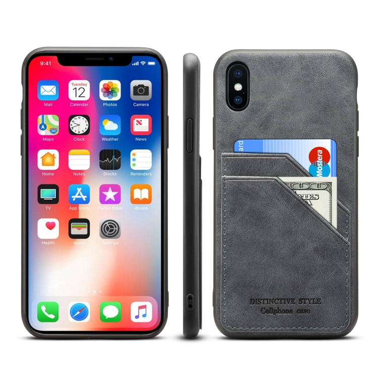 For iPhone X / XS Card Slots Full Coverage PU+TPU Phone Case