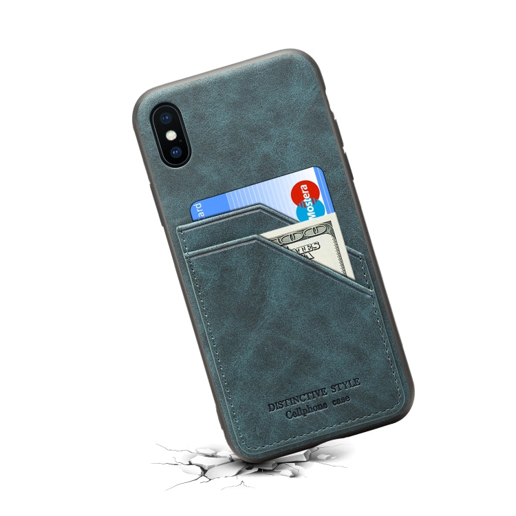 For iPhone X / XS Card Slots Full Coverage PU+TPU Phone Case