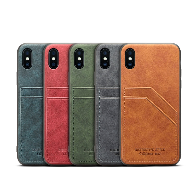 For iPhone X / XS Card Slots Full Coverage PU+TPU Phone Case