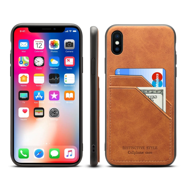 For iPhone X / XS Card Slots Full Coverage PU+TPU Phone Case