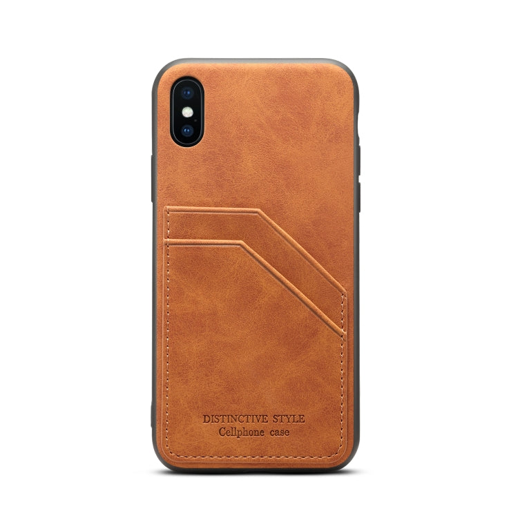 For iPhone X / XS Card Slots Full Coverage PU+TPU Phone Case