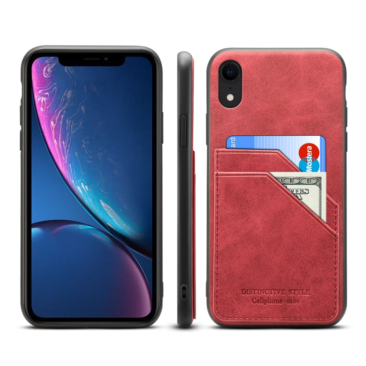 For iPhone XR Card Slots Full Coverage PU+TPU Phone Case
