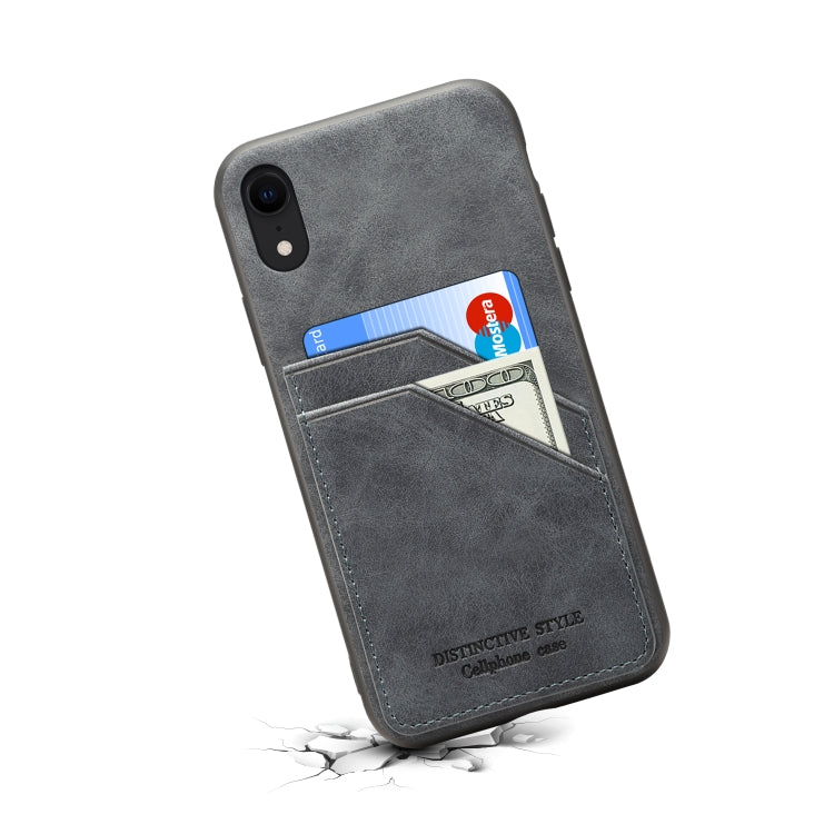 For iPhone XR Card Slots Full Coverage PU+TPU Phone Case