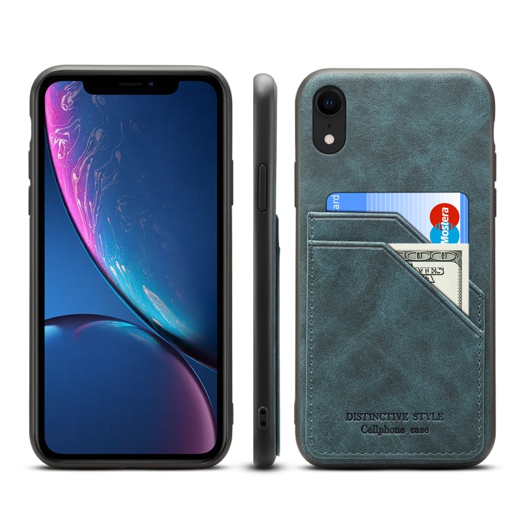 For iPhone XR Card Slots Full Coverage PU+TPU Phone Case