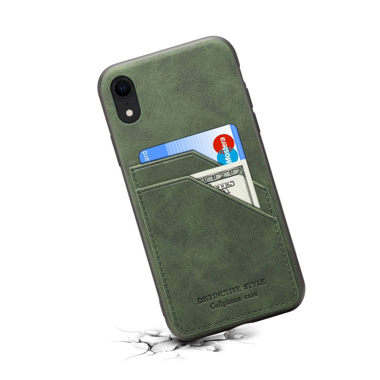 For iPhone XR Card Slots Full Coverage PU+TPU Phone Case