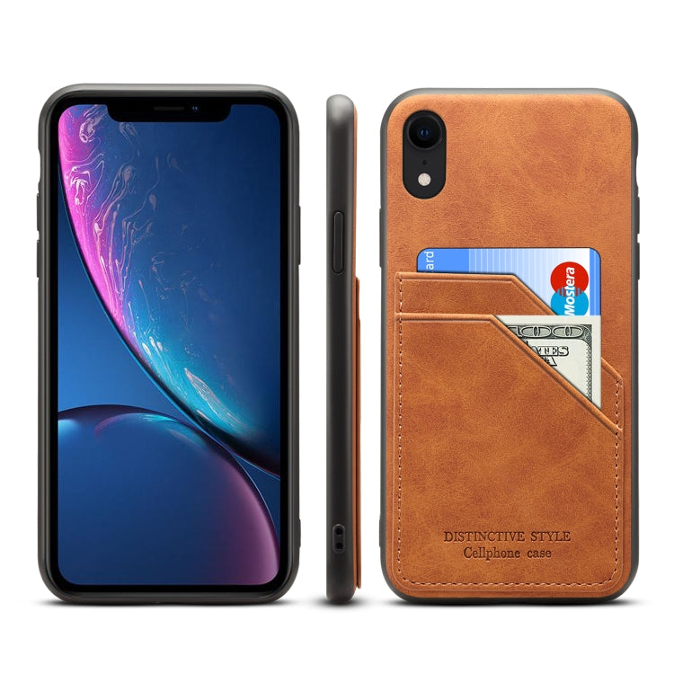 For iPhone XR Card Slots Full Coverage PU+TPU Phone Case
