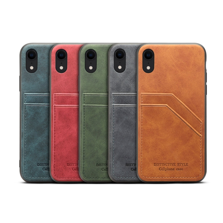 For iPhone XR Card Slots Full Coverage PU+TPU Phone Case