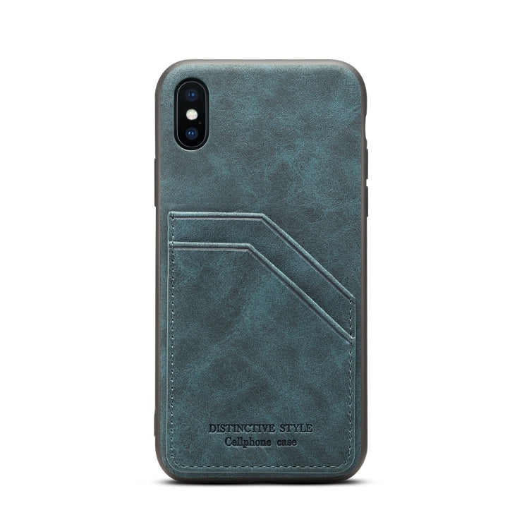 For iPhone XS Max Card Slots Full Coverage PU+TPU Phone Case