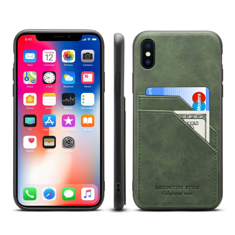 For iPhone XS Max Card Slots Full Coverage PU+TPU Phone Case
