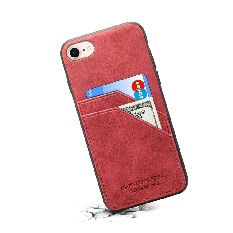 For iPhone SE 2022 / SE 2020 / 8 / 7 Card Slots Full Coverage PU+TPU Phone Case