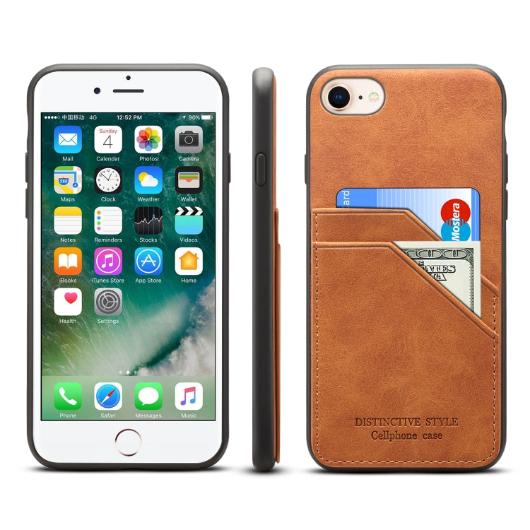 For iPhone SE 2022 / SE 2020 / 8 / 7 Card Slots Full Coverage PU+TPU Phone Case