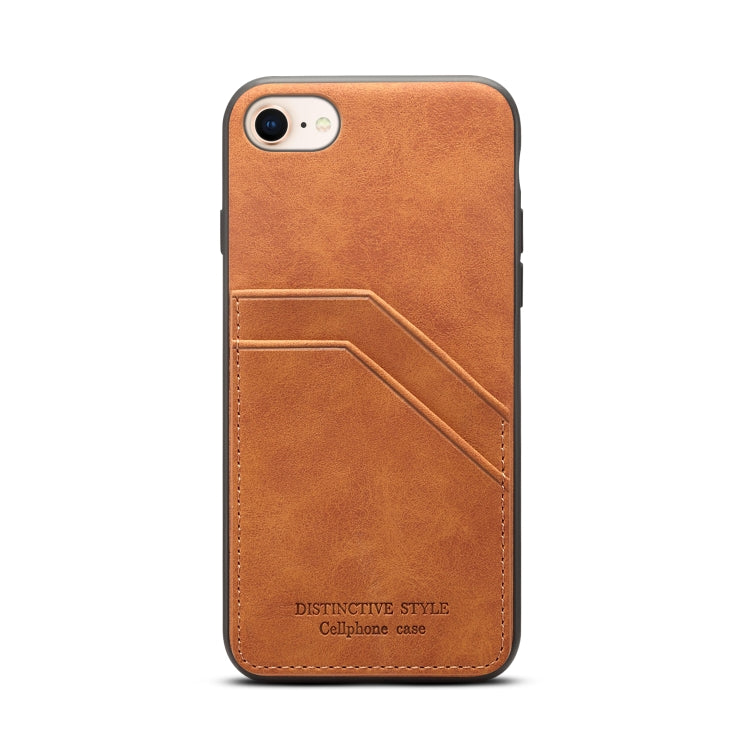 For iPhone SE 2022 / SE 2020 / 8 / 7 Card Slots Full Coverage PU+TPU Phone Case