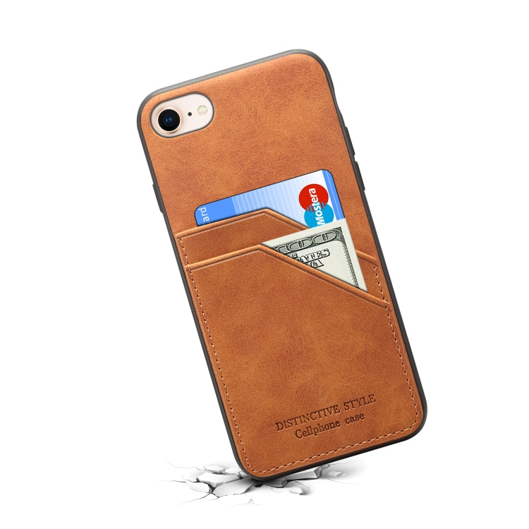 For iPhone SE 2022 / SE 2020 / 8 / 7 Card Slots Full Coverage PU+TPU Phone Case