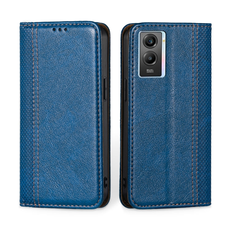 For vivo Y55s 5G Grid Texture Magnetic Flip Leather Phone Case