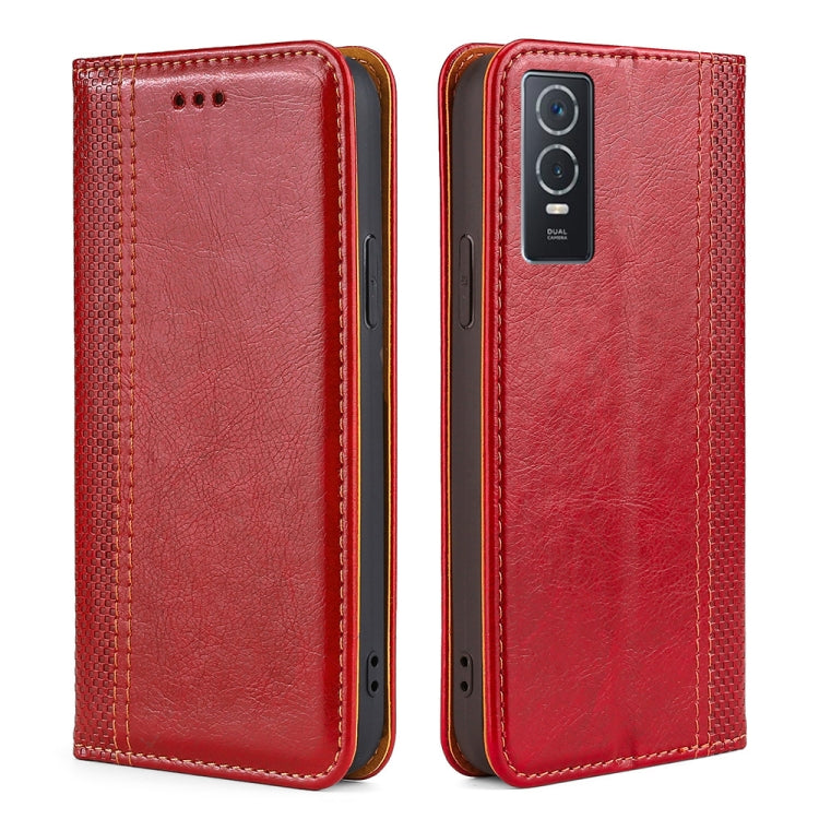 For vivo Y76s China / Y74s Grid Texture Magnetic Flip Leather Phone Case