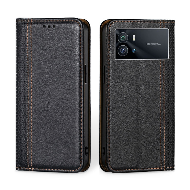 For vivo iQOO 9 5G Grid Texture Magnetic Flip Leather Phone Case