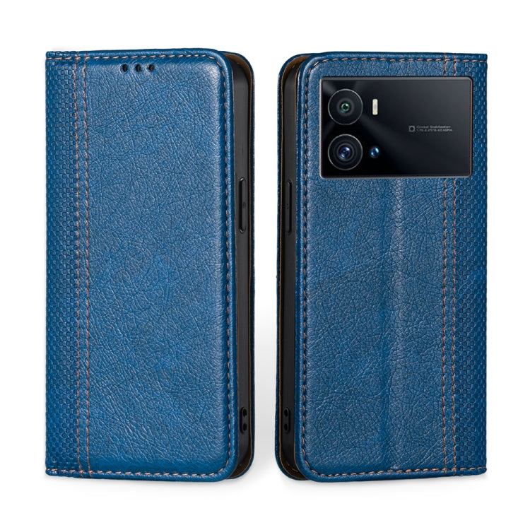 For vivo iQOO 9 Pro 5G Grid Texture Magnetic Flip Leather Phone Case