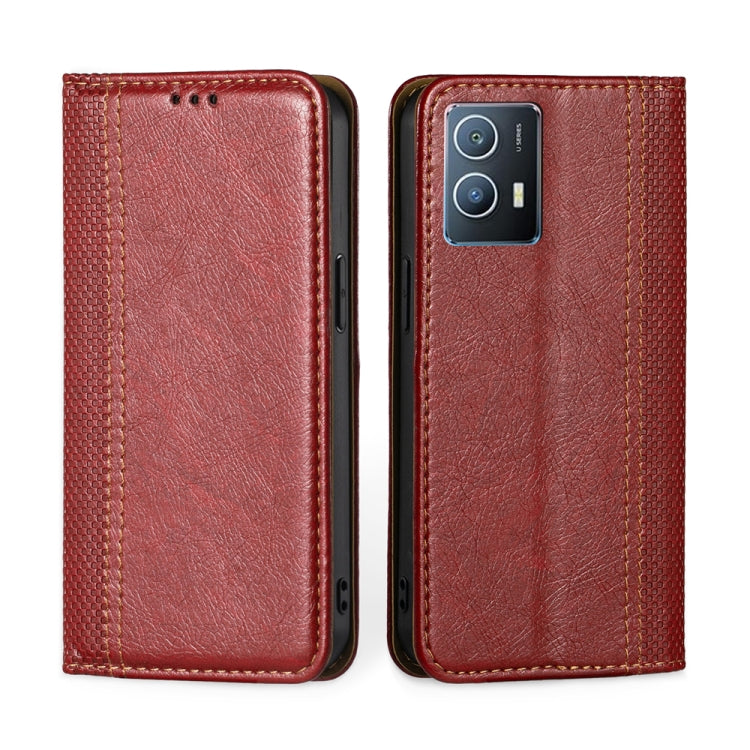 For vivo iQOO U5 Grid Texture Magnetic Flip Leather Phone Case