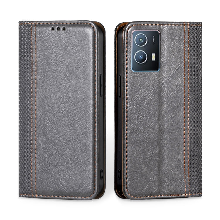 For vivo iQOO U5 Grid Texture Magnetic Flip Leather Phone Case