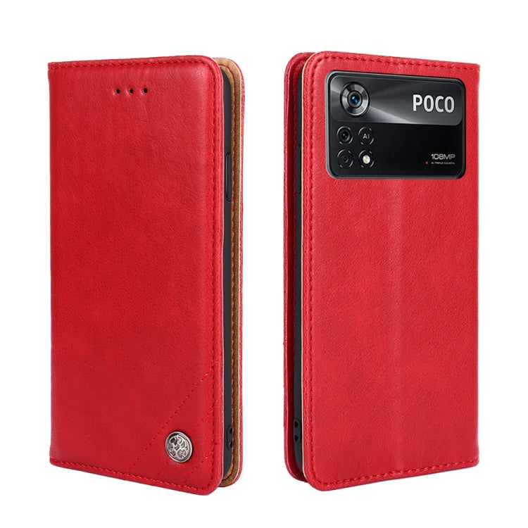 For Xiaomi Poco X4 Pro 5G Non-Magnetic Retro Texture Leather Phone Case