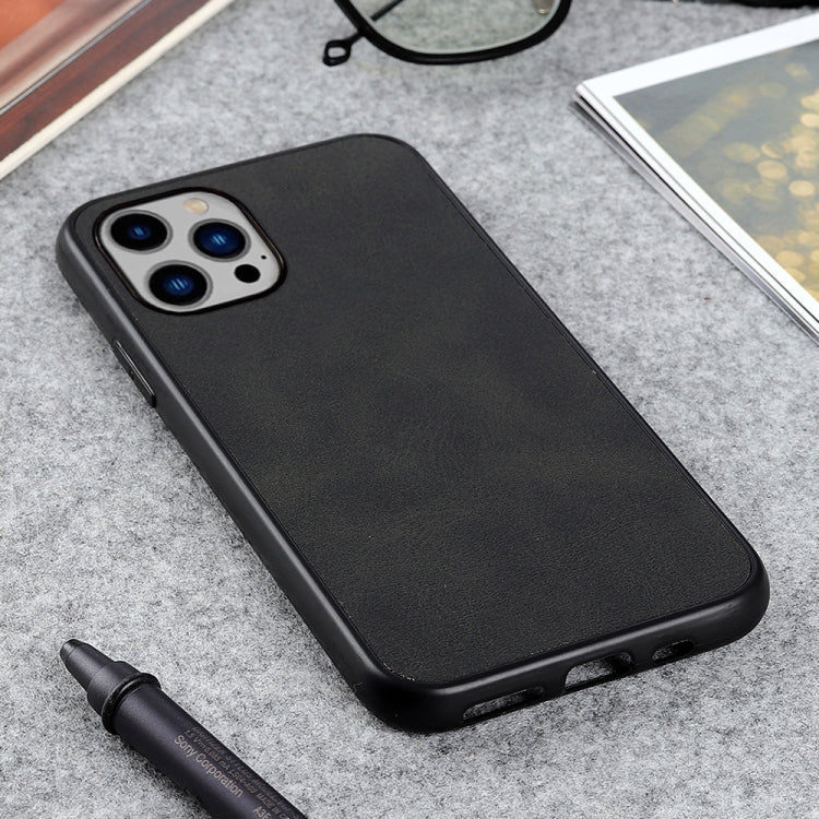 For iPhone 14 Plus Accurate Hole Two-color Calf Texture Shockproof Phone Case