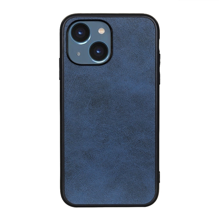 For iPhone 14 Plus Accurate Hole Two-color Calf Texture Shockproof Phone Case