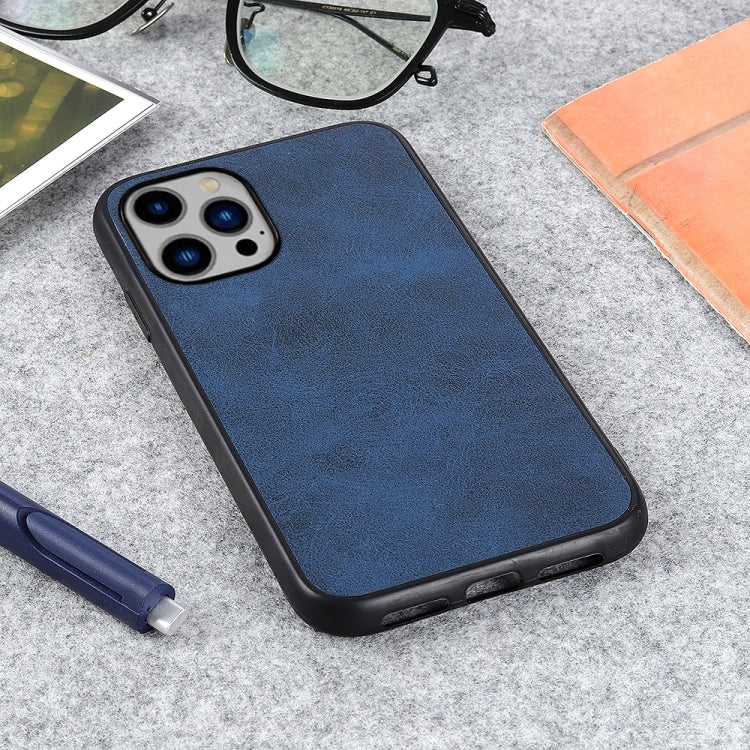 For iPhone 14 Plus Accurate Hole Two-color Calf Texture Shockproof Phone Case