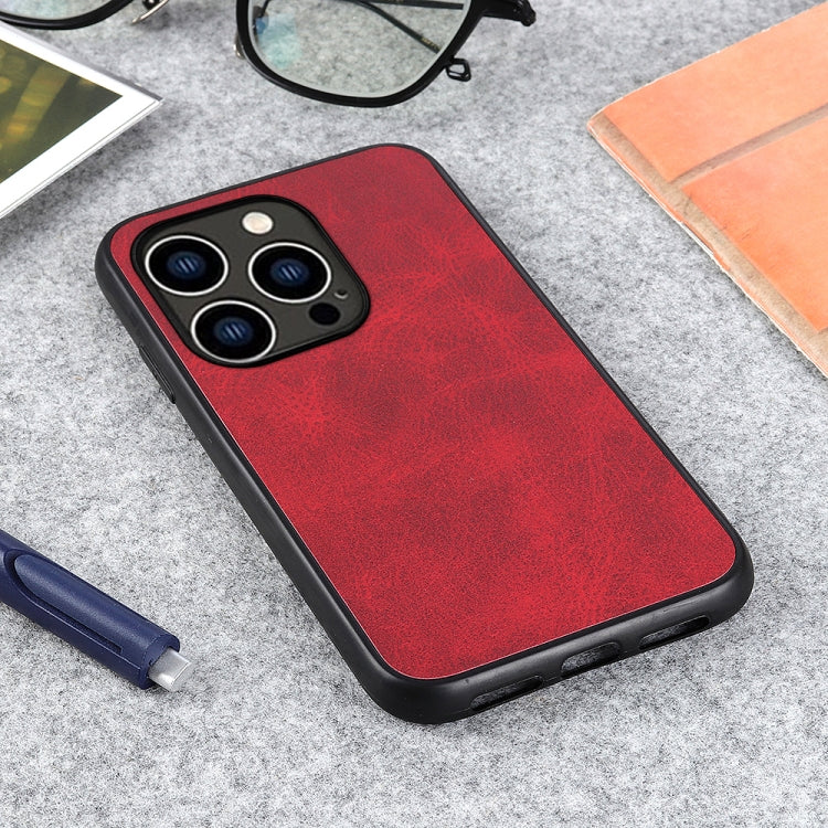 For iPhone 14 Pro Accurate Hole Two-color Calf Texture Shockproof Phone Case