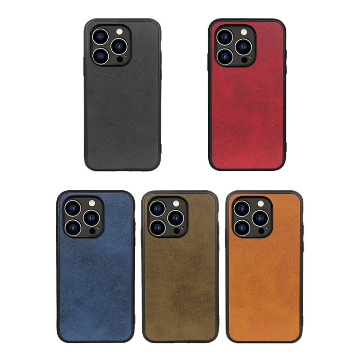 For iPhone 14 Pro Accurate Hole Two-color Calf Texture Shockproof Phone Case