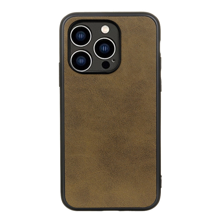 For iPhone 14 Pro Accurate Hole Two-color Calf Texture Shockproof Phone Case