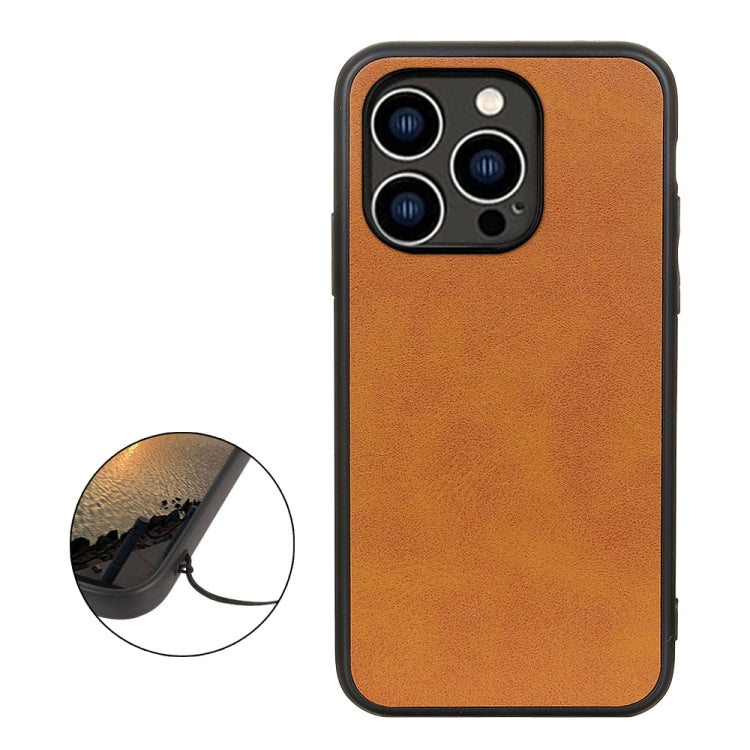 For iPhone 14 Pro Accurate Hole Two-color Calf Texture Shockproof Phone Case