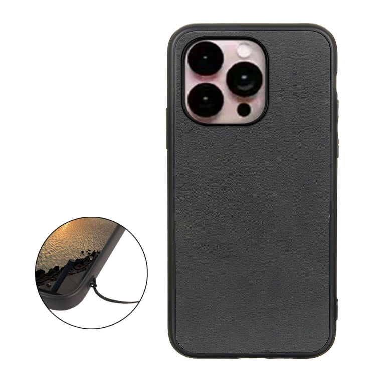 For iPhone 14 Pro Max Accurate Hole Two-color Calf Texture Shockproof Phone Case