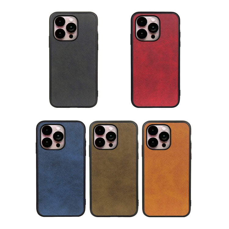 For iPhone 14 Pro Max Accurate Hole Two-color Calf Texture Shockproof Phone Case