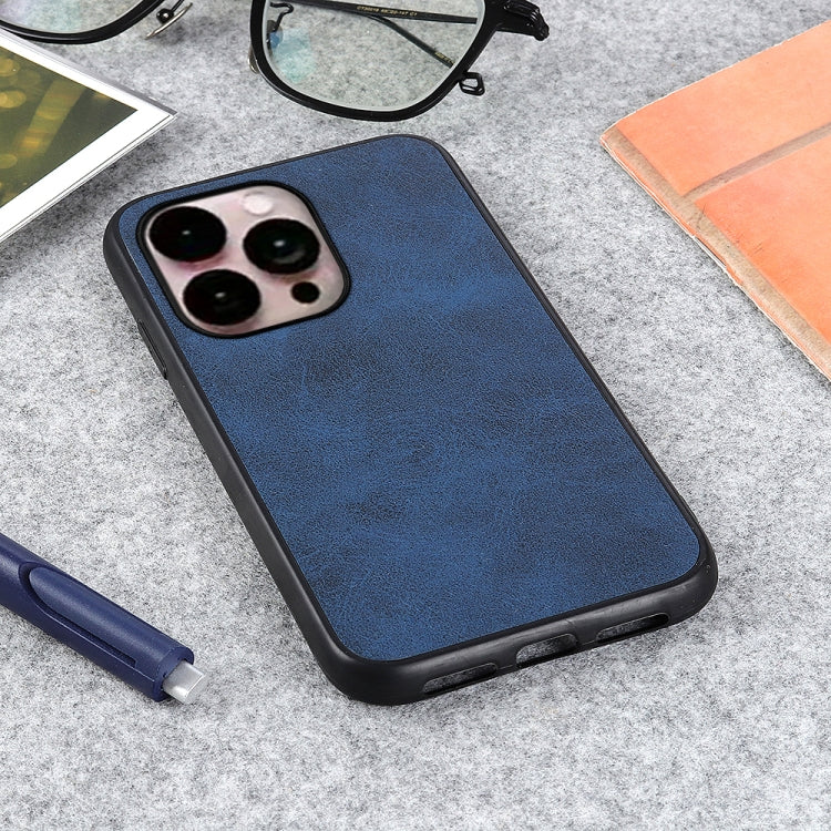 For iPhone 14 Pro Max Accurate Hole Two-color Calf Texture Shockproof Phone Case