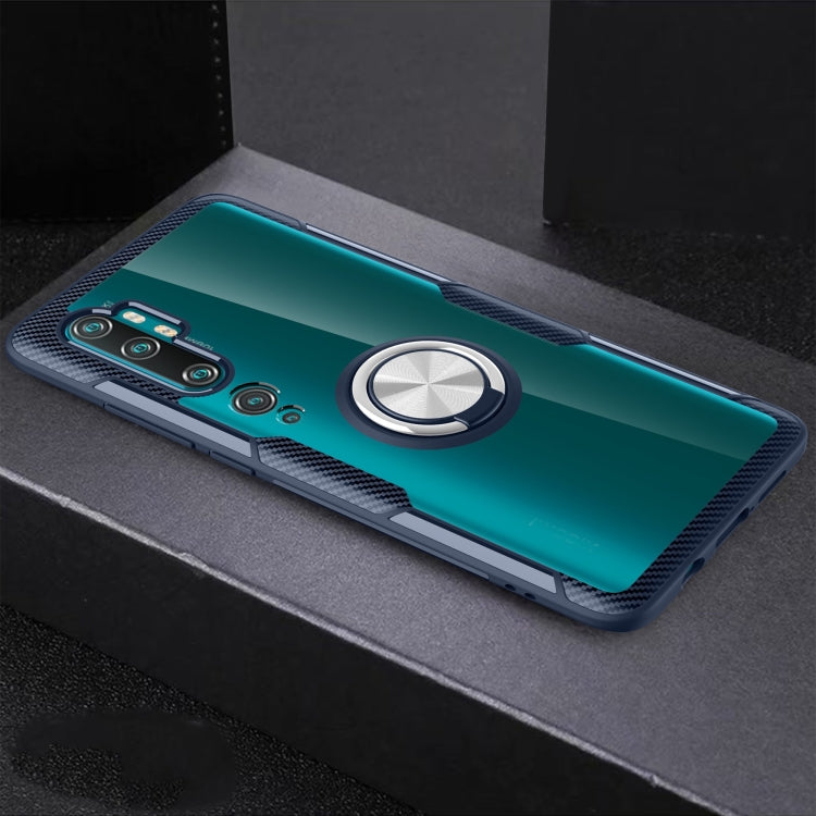 For Xiaomi CC9 Pro Shockproof Transparent TPU + Acrylic Protective Case with Ring Holder