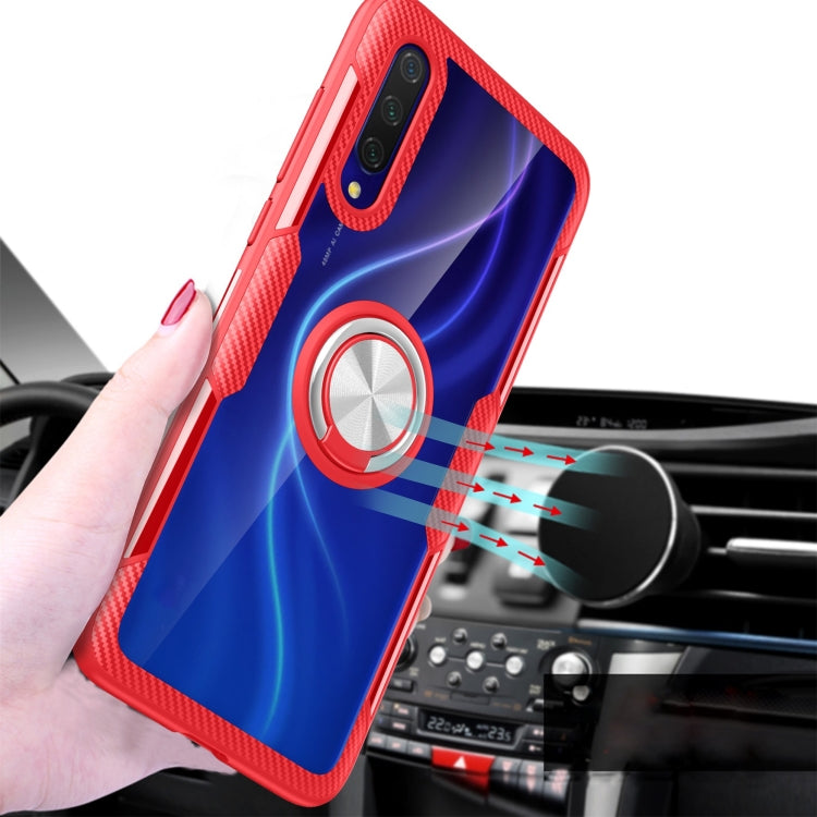 For Xiaomi CC9 Shockproof Transparent TPU + Acrylic Protective Case with Ring Holder