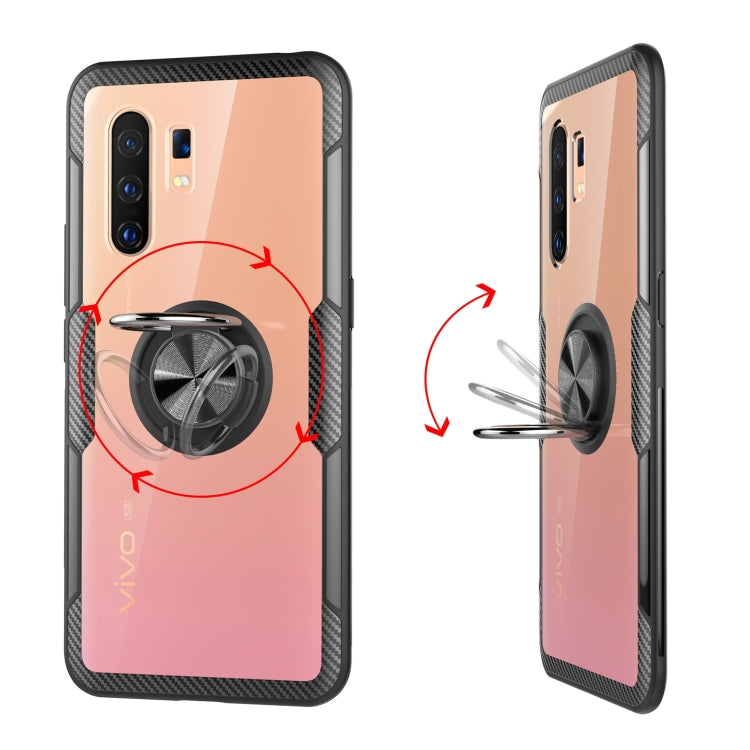 For Vivo X30 Pro Shockproof Transparent TPU + Acrylic Protective Case with Ring Holder
