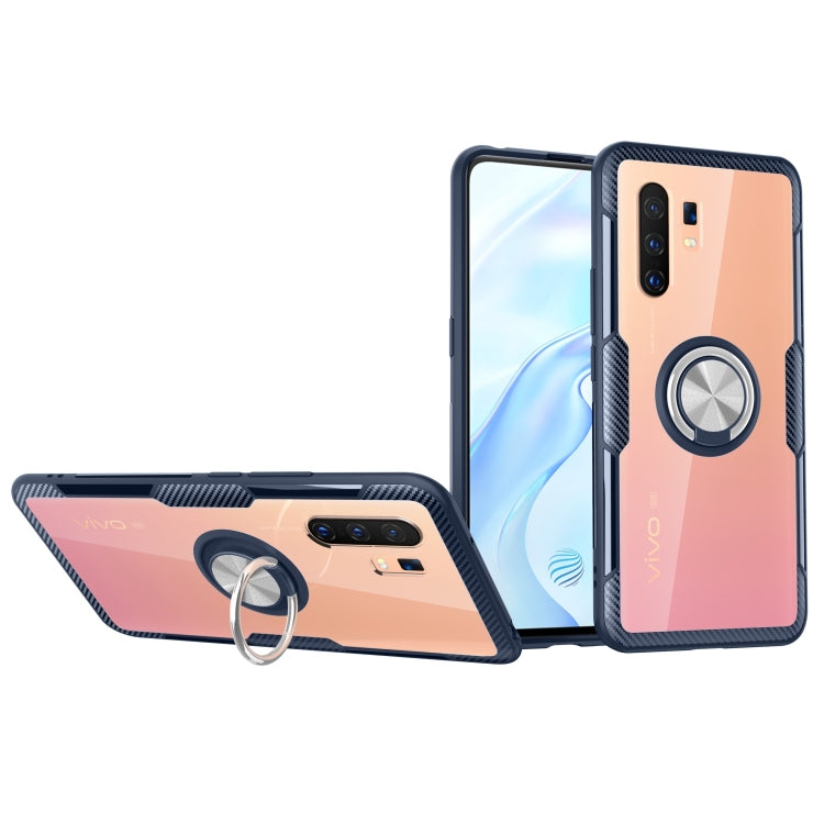 For Vivo X30 Pro Shockproof Transparent TPU + Acrylic Protective Case with Ring Holder