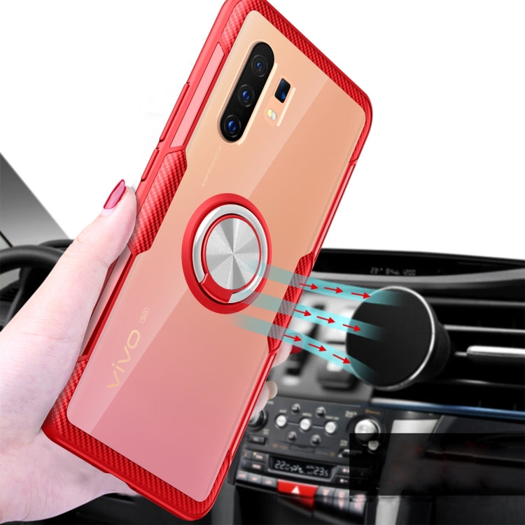 For Vivo X30 Pro Shockproof Transparent TPU + Acrylic Protective Case with Ring Holder