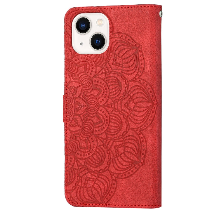 For iPhone 13 mini Mandala Embossed Flip Leather Phone Case