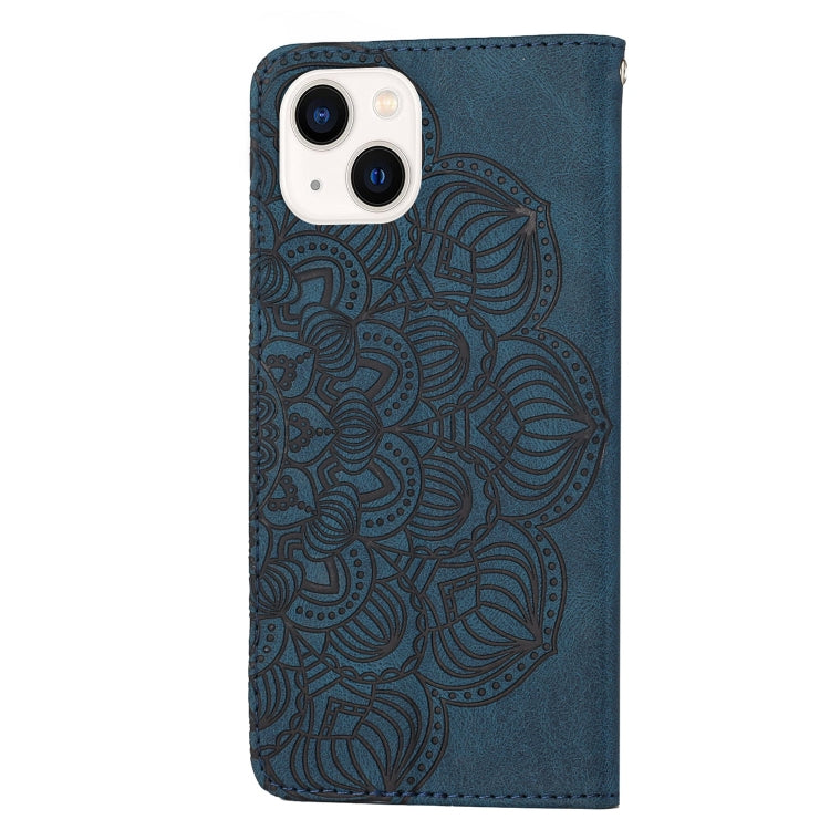 For iPhone 13 mini Mandala Embossed Flip Leather Phone Case