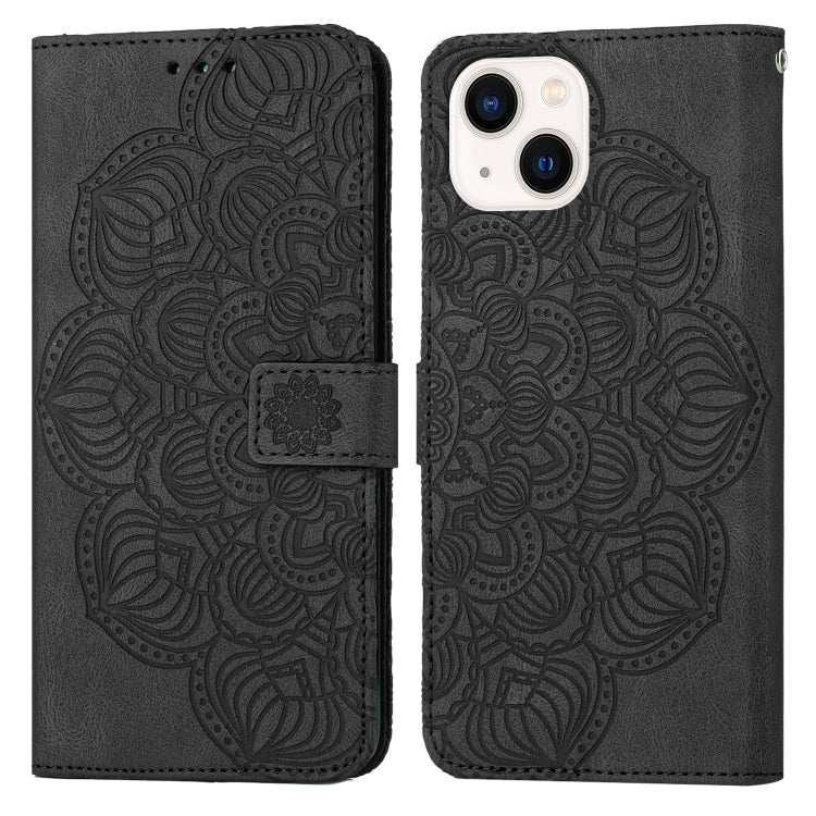 For iPhone 13 Mandala Embossed Flip Leather Phone Case