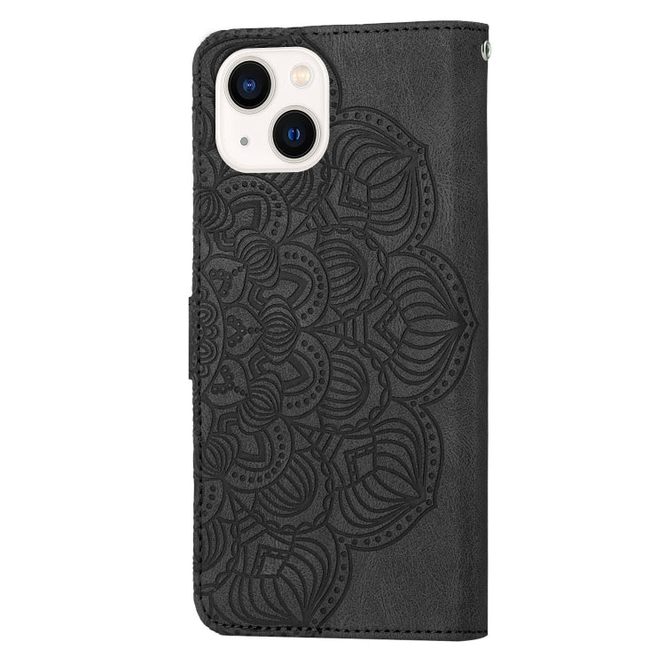 For iPhone 13 Mandala Embossed Flip Leather Phone Case