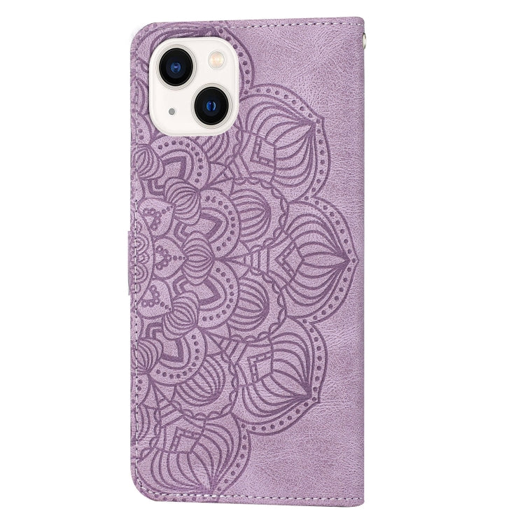 For iPhone 13 Mandala Embossed Flip Leather Phone Case
