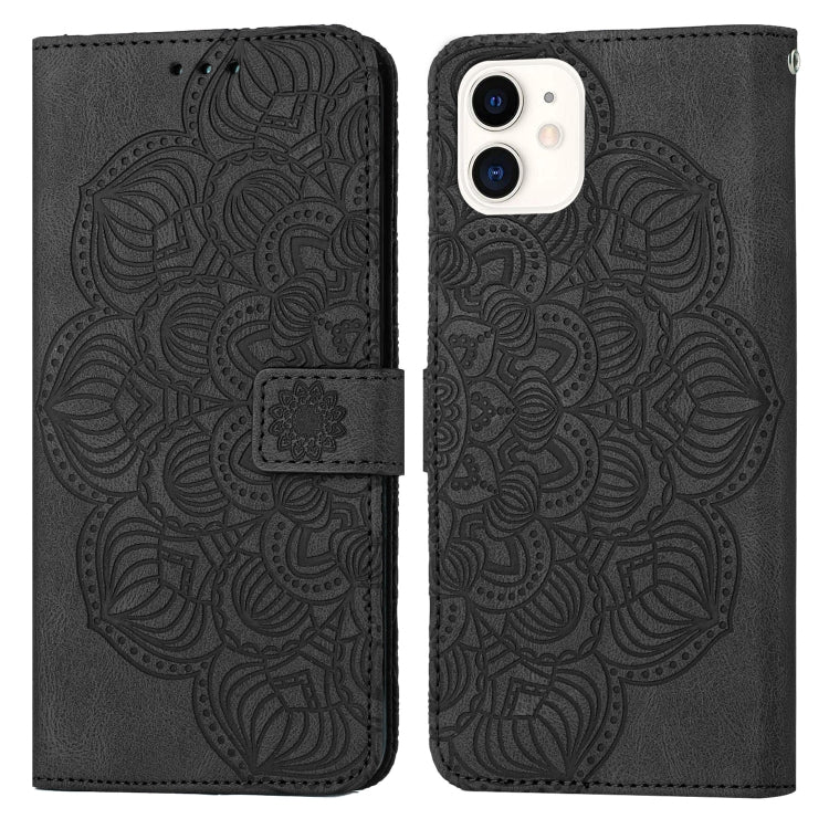 For iPhone 12 mini Mandala Embossed Flip Leather Phone Case