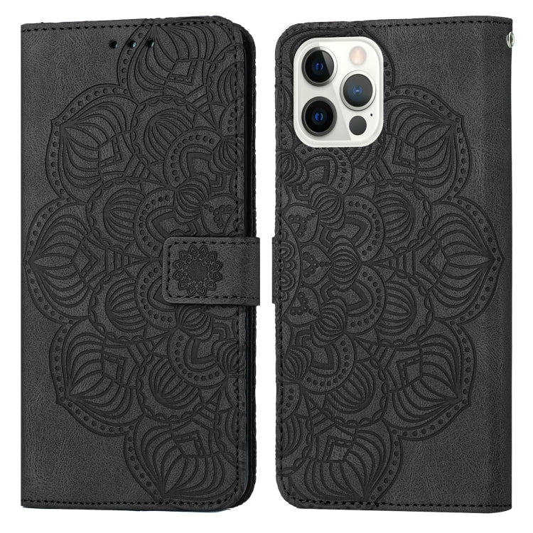 For iPhone 12 Pro Max Mandala Embossed Flip Leather Phone Case