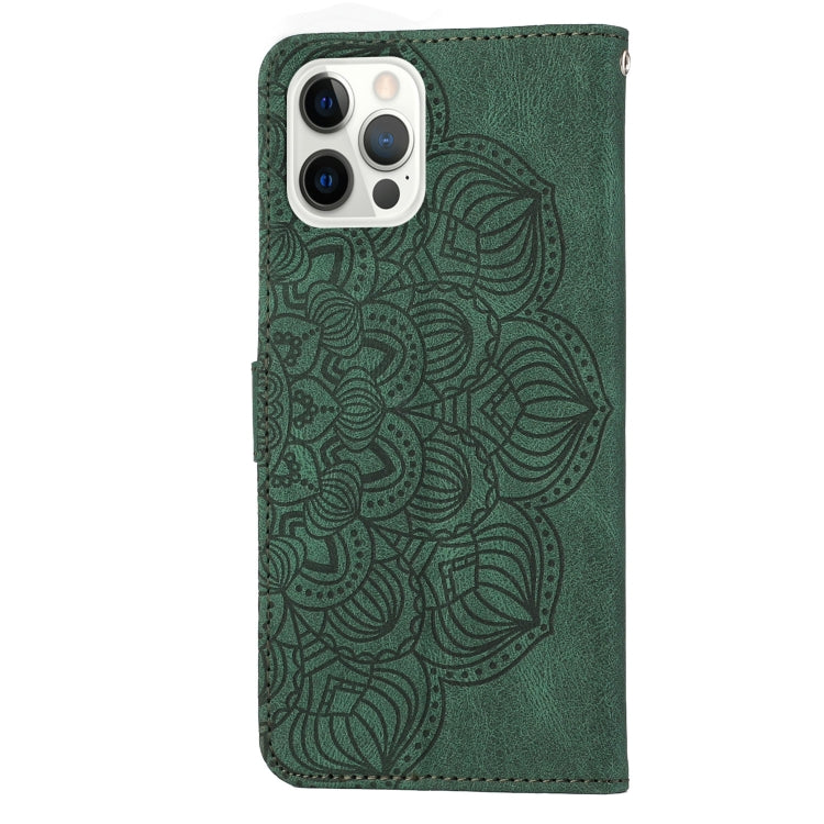 For iPhone 12 Pro Max Mandala Embossed Flip Leather Phone Case